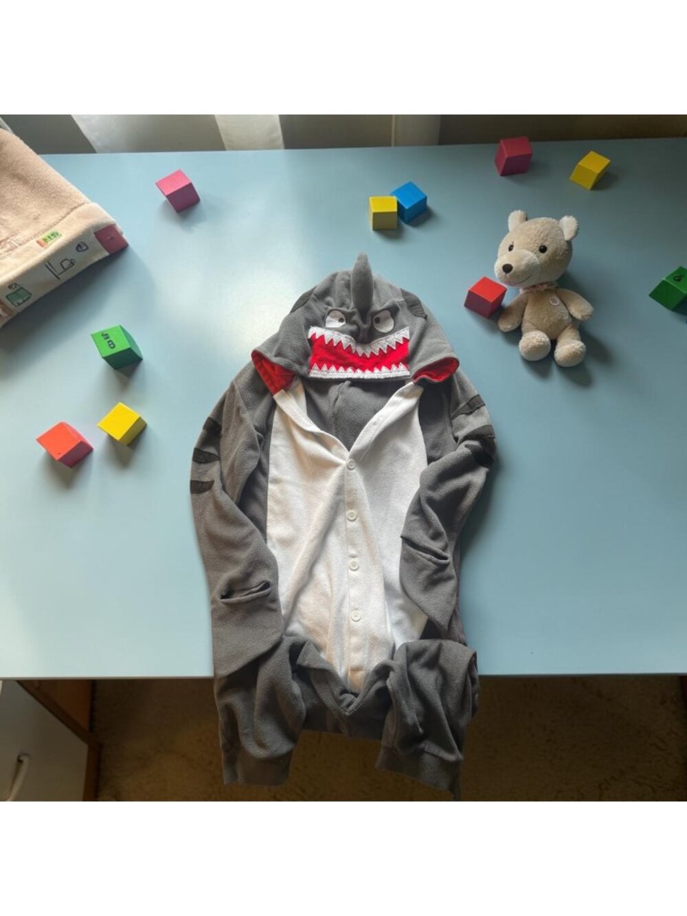 Supodon Shark Onesie Pajama Costume Adult Gray L Hooded Fleece Kigurumi Cozy